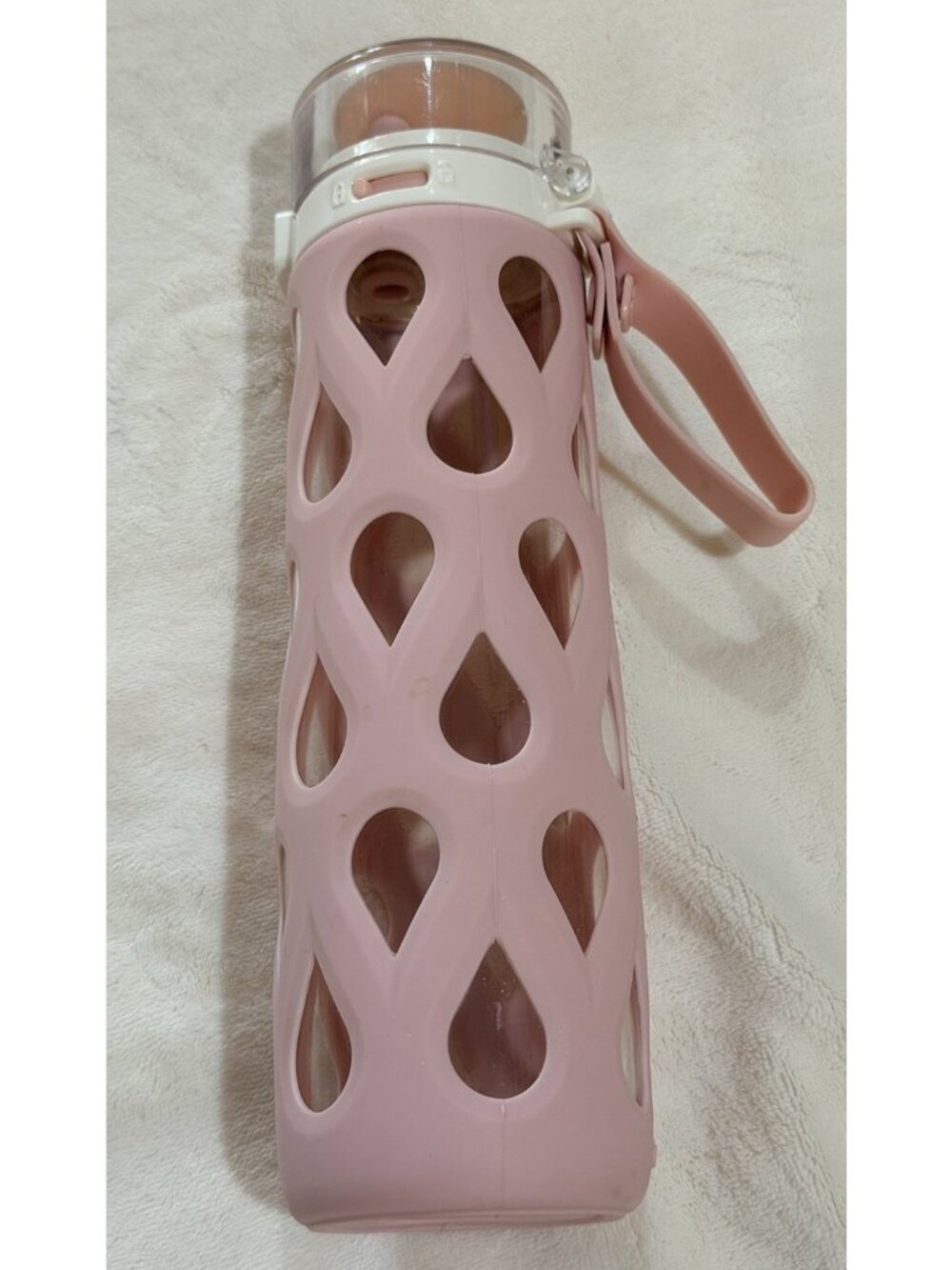 Ello 20 OZ Glass Water Bottle Pink Silicone Sleeve Leak Proof Screw Top